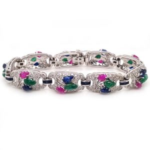 Sapphire Ruby Emerald and Diamond Tutti Frutti Bracelet