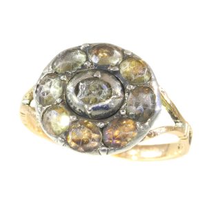 Baroque “Faux Diamond” Ring In 14 Carat Rose Gold And Silver