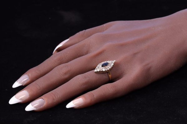 Victorian diamond and sapphire ring in gold.