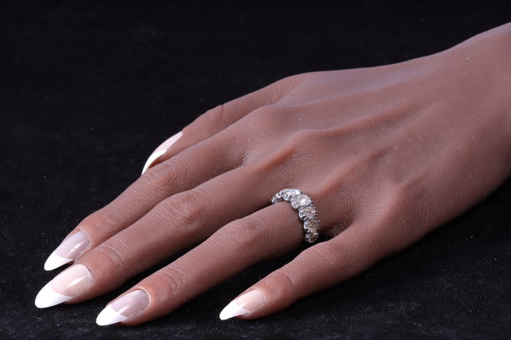 Georgian diamond ring in rose gold and silver.