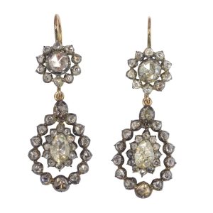 Georgian diamond earrings in gold and silver.