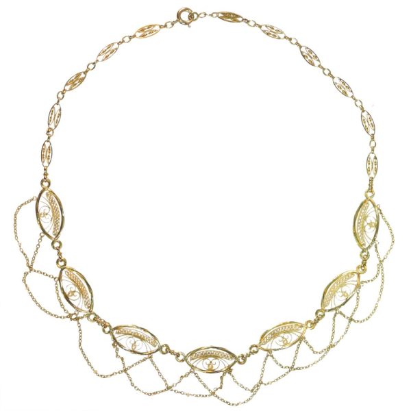Victorian gold and pearl woven necklace.