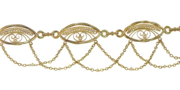 Victorian gold and pearl woven necklace.