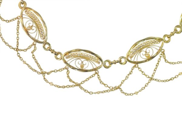 Victorian gold and pearl woven necklace.