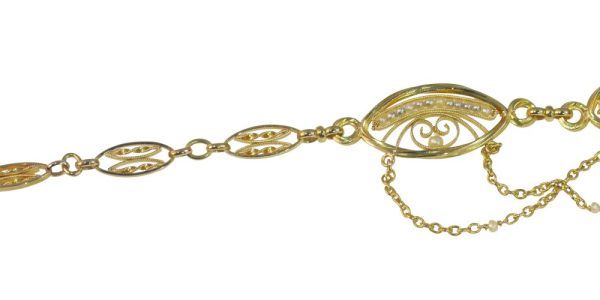 Victorian gold and pearl woven necklace.