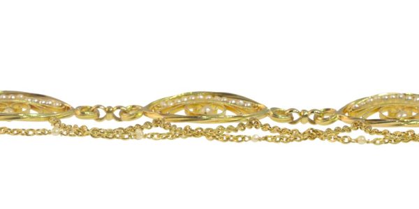 Victorian gold and pearl woven necklace.
