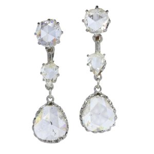 Art Deco diamond earrings in platinum and gold.