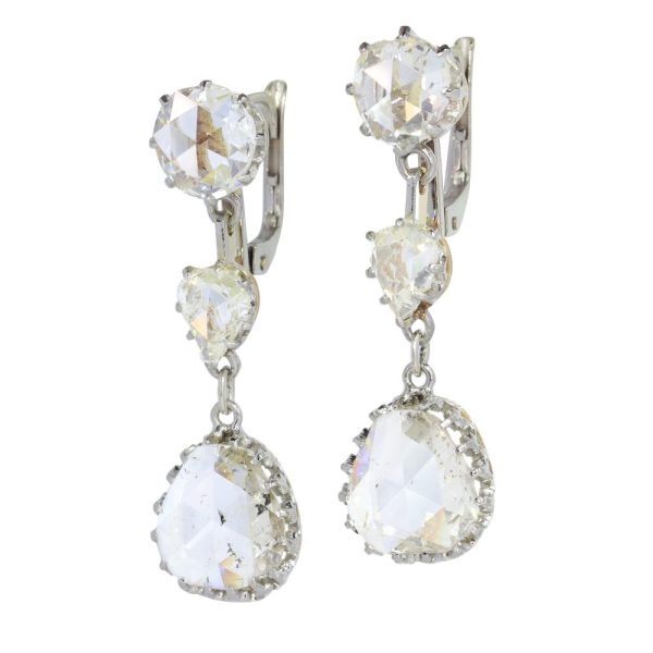 Art Deco diamond earrings in platinum and gold.