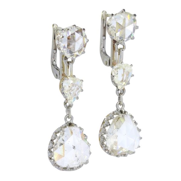 Art Deco diamond earrings in platinum and gold.