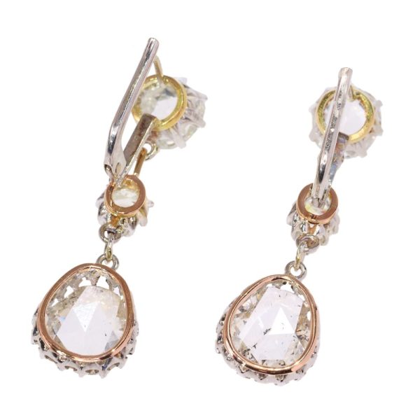 Art Deco diamond earrings in platinum and gold.