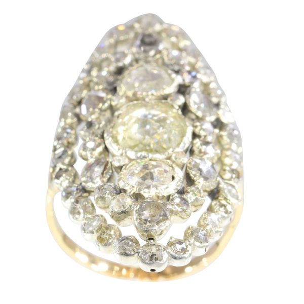 Victorian diamond ring in rose gold and silver.