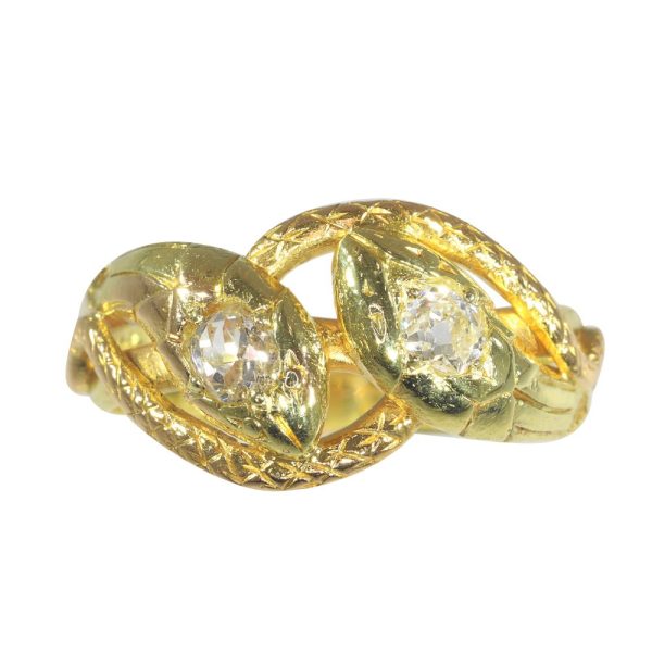 Antique victorian gold and diamond snake ring