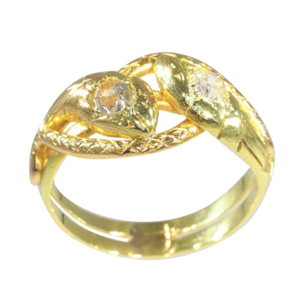 Antique Gold and Diamond Snake Serpent Ring, 1900