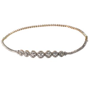 Victorian Two Old Cut Diamond Bracelets Transform Into Dog Collar Necklace In Gold And Silver