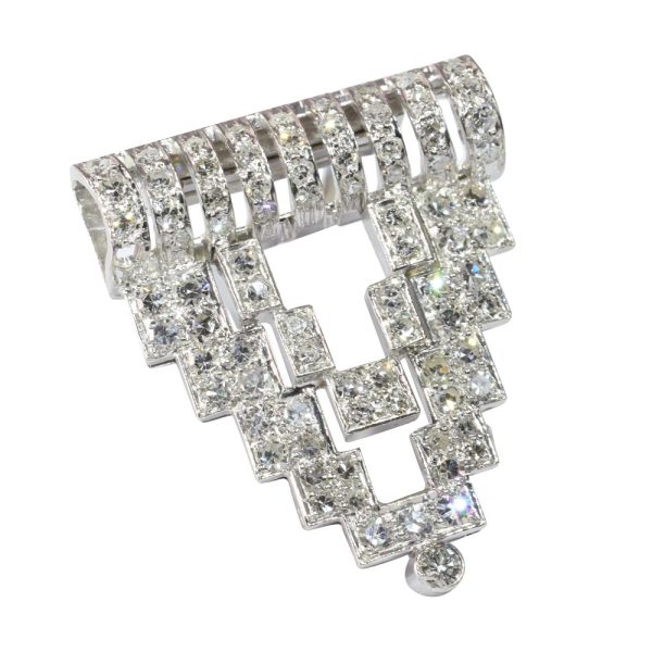 Art Deco diamond brooch in platinum.
