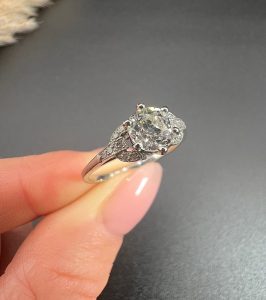 Vintage Diamond Engagement Ring In Platinum