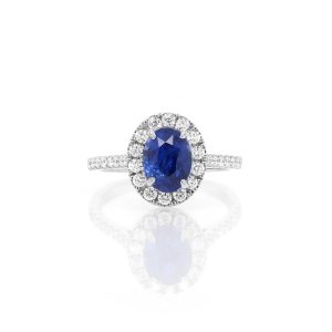 1.84 Carat Sapphire And Diamond Cluster Ring In Platinum