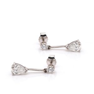 Diamond Drop Earrings In 18 Carat White Gold