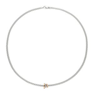 White gold necklace with diamond set rondels.
