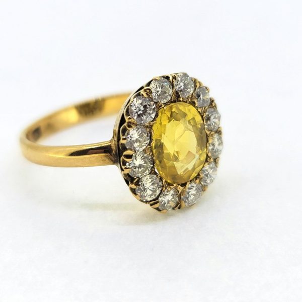 2ct Oval Yellow Sapphire and Diamond Cluster Engagement Ring in 18ct Yellow Gold