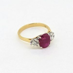 1.78ct Ruby and Diamond Trilogy Engagement Ring in 18ct Yellow Gold