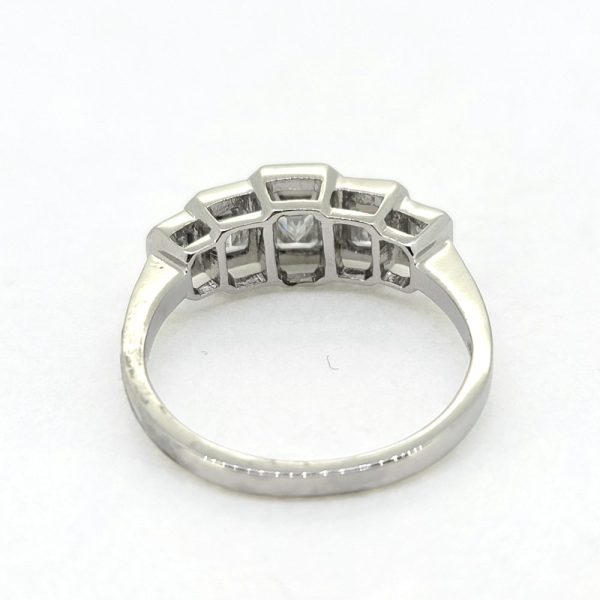 Emerald Cut Diamond Five Stone Engagement Ring in Platinum, 1.75 carats