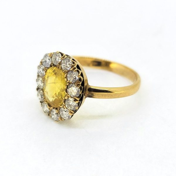 2ct Oval Yellow Sapphire and Diamond Cluster Engagement Ring in 18ct Yellow Gold