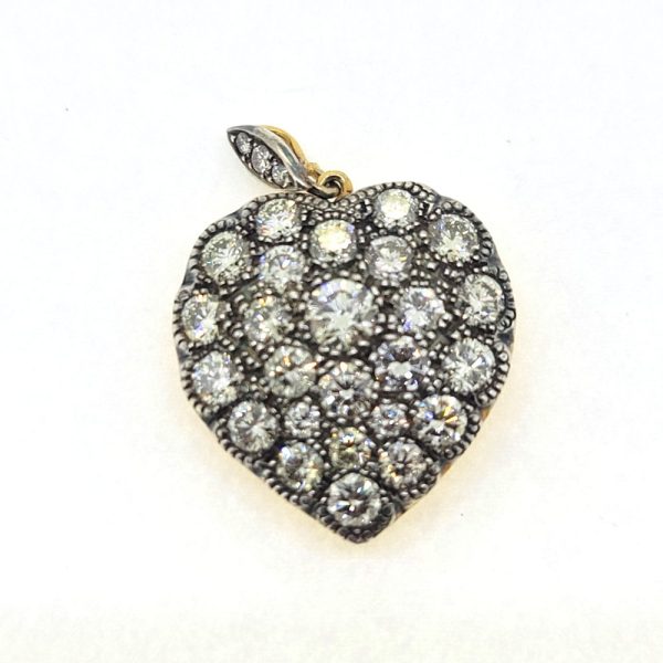 5ct Diamond Heart Pendant in Silver Upon 18ct Yellow Gold