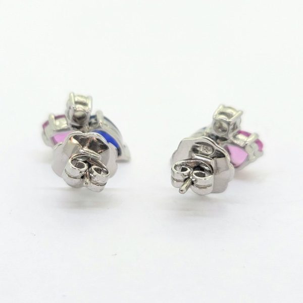 Pink and Blue Sapphire Earrings with Diamonds