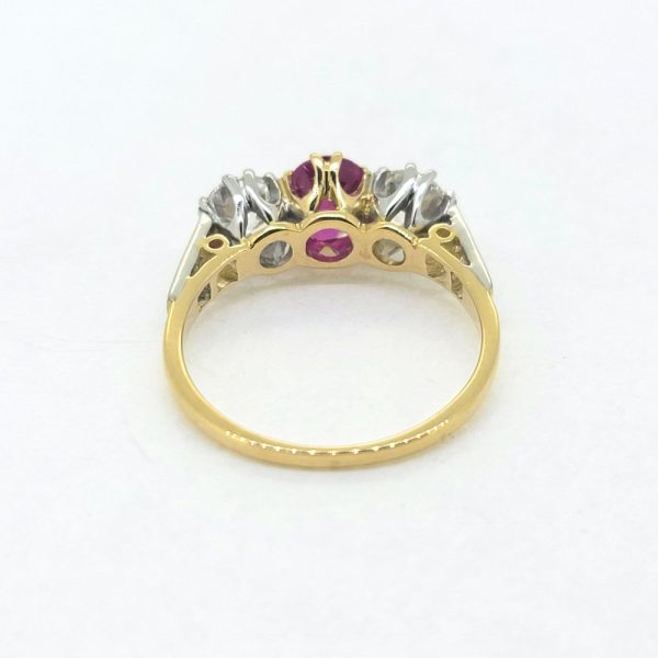 Ruby and Diamond Three Stone Engagement Ring