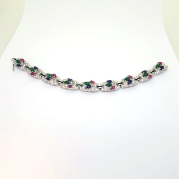 Sapphire Ruby Emerald and Diamond Tutti Frutti Bracelet