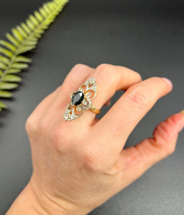 Antique 18ct Gold Sapphire and Diamond Statement Ring