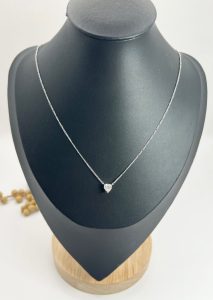 Diamond Heart Pendant Necklace On Platinum Link Chain