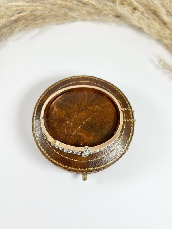 Victorian diamond two row bangle in rose gold.