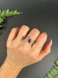 Vintage Diamond And Ruby Cocktail Ring In 18 Carat White Gold