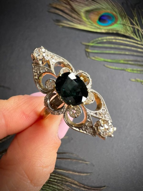 Antique 18ct Gold Sapphire and Diamond Statement Ring