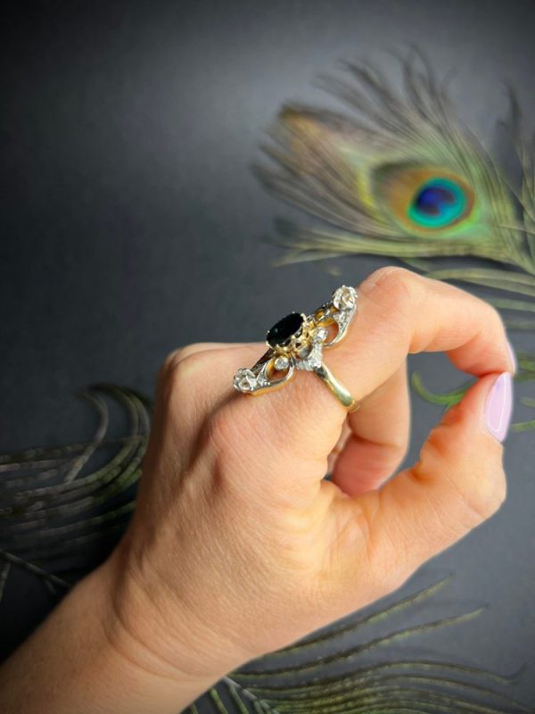 Antique 18ct Gold Sapphire and Diamond Statement Ring
