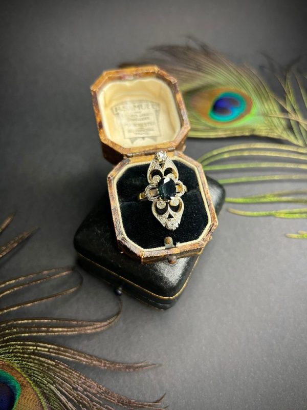 Antique 18ct Gold Sapphire and Diamond Statement Ring
