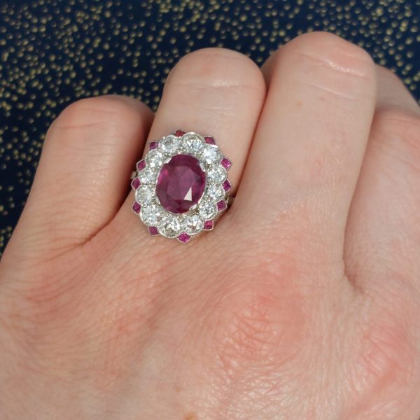 Vintage Art Deco Burma Ruby Ring, 2 Carat No Heat