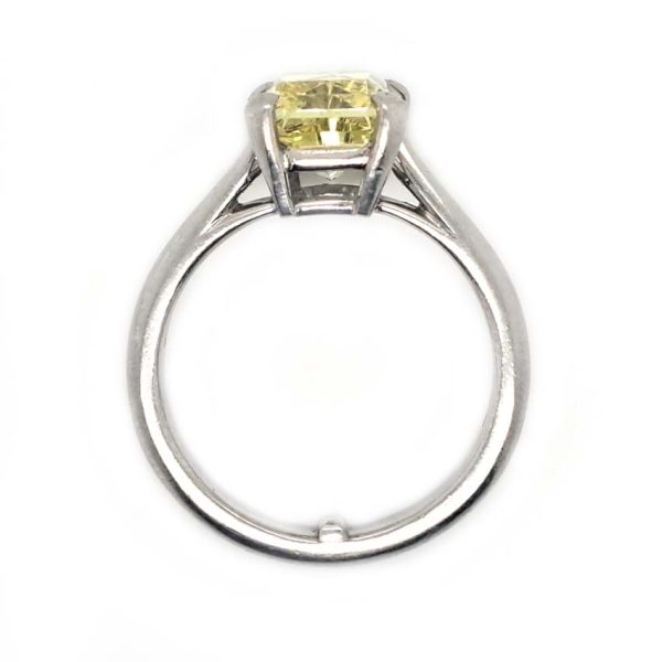 GIA Internally Flawless 3.23ct Fancy Intense Yellow Diamond Solitaire Engagement Ring in Platinum, single stone modified emerald-shaped step-cut fancy intense yellow natural diamond with GIA certificate 15074692