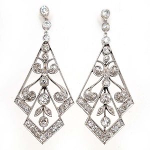 Antique 2.2ct Old Cut Diamond Drop Earrings