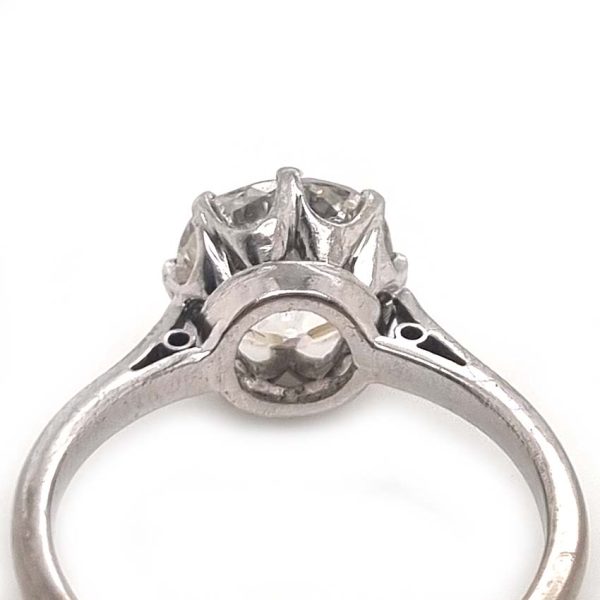 Vintage 2.50ct Old Mine Cut Diamond Solitaire Engagement Ring in Platinum, 2.50 carat single stone old mine-cut diamond eight-claw set and mounted in platinum