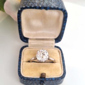 Vintage 2.50ct Old Mine Cut Diamond Solitaire Engagement Ring in Platinum, 2.50 carat single stone old mine-cut diamond eight-claw set and mounted in platinum