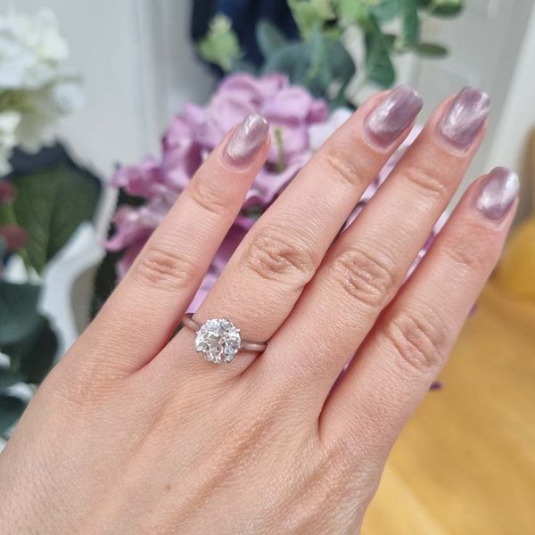 Antique Vintage 2.50ct Old Mine Cut Diamond Solitaire Engagement Ring in Platinum, 2.50 carat single stone old mine-cut diamond eight-claw set and mounted in platinum