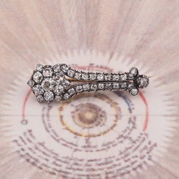 Rare Antique Georgian 1.40ct Old Cut Diamond Cluster Comet Brooch, old mine-cut diamonds in design of Halley's Comet in silver upon 18ct gold. Circa 1835