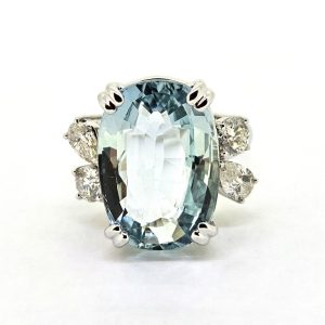 9.95ct Aquamarine and Diamond Cocktail Ring
