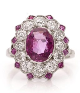 Vintage Art Deco Burma Ruby Ring, 2 Carat No Heat