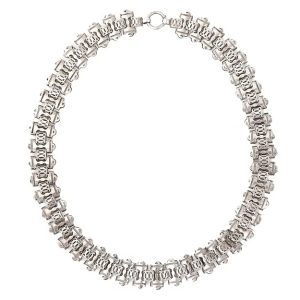 Antique Victorian Silver Engraved Flat Link Collar Necklace Circa 1880