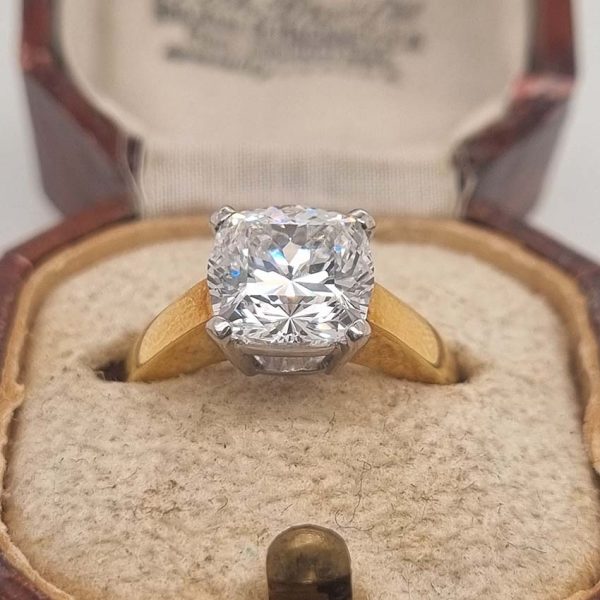 Pre Owned Vintage Asprey 3.42ct Diamond Solitaire Engagement Ring in 18ct Yellow Gold, D Colour VVS1 Clarity with GIA Certificate Report 12331866