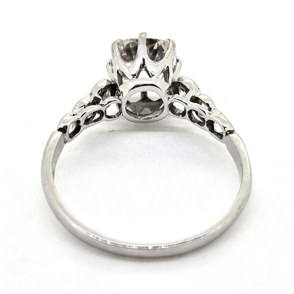 1.70ct Old Cut Diamond Solitaire Engagement Ring, single stone 1.70 carat old-cut diamond eight-claw set and flanked by bezel set diamonds to the shoulders